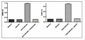 IDO1 (left) and TDO (right) activity in IDO1 and TDO Cell-Based Assay Kits. 